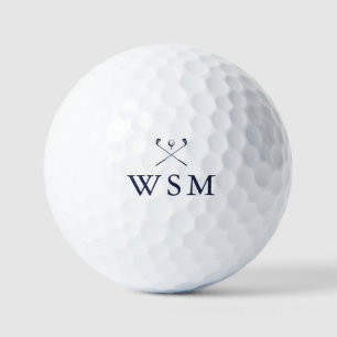 Personalisierte navyblaue Monogramm-Golfschläger Golfball