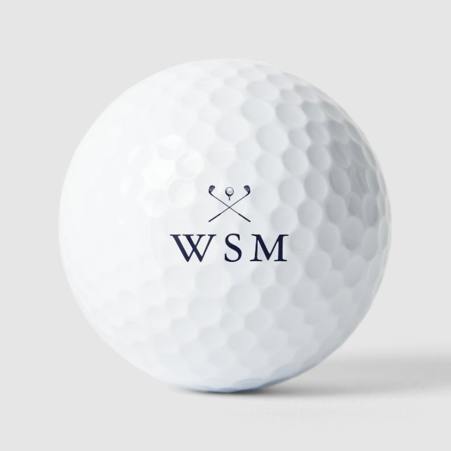 Personalisierte navyblaue Monogramm-Golfschläger Golfball (Vorderseite)