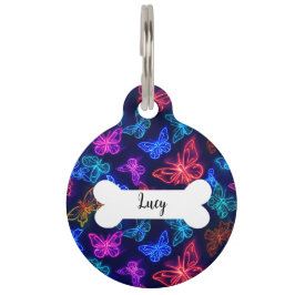 Personalisierte Neon Butterfets Round Pet Tag Haustiermarke
