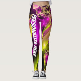 Personalisierte Neon Butterfly Floral Leggings