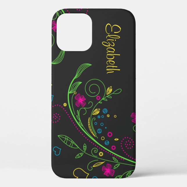 Personalisierte Neon Floral Blume Case-Mate iPhone Hülle (Rückseite)