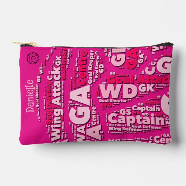 Personalisierte Netball-Make-up-Tasche Zubehörtasche (Vorderseite)