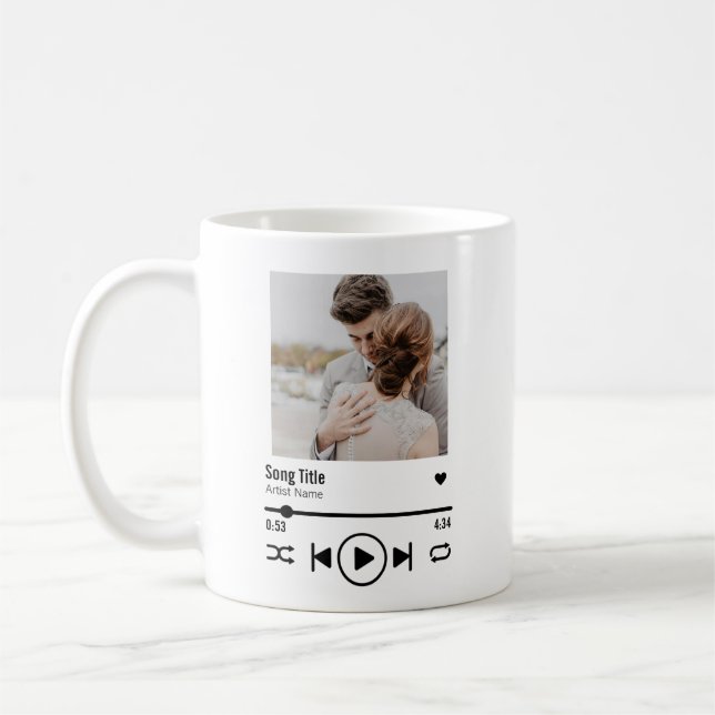 Personalisierte neu verheiratete Foto Song Playlis Kaffeetasse (Links)