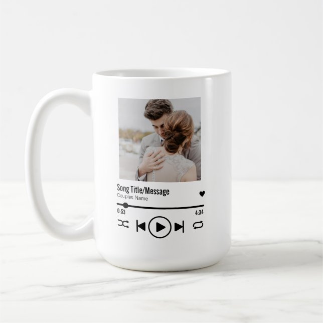Personalisierte neu verheiratete Foto Song Playlis Kaffeetasse (Links)