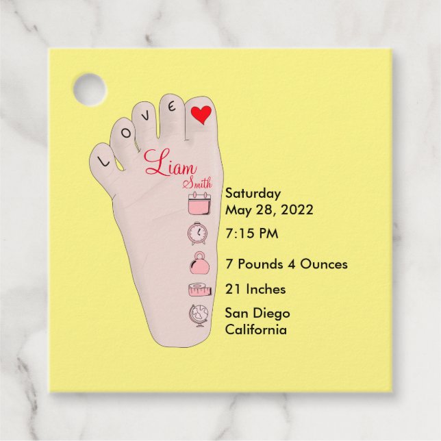 Personalisierte neue Babygeschenke - Geburtsstunde Geschenkanhänger (Vorderseite)