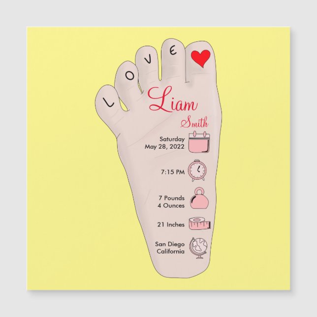 Personalisierte neue Babygeschenke - Geburtsstunde Magnetkarte (Vorderseite)