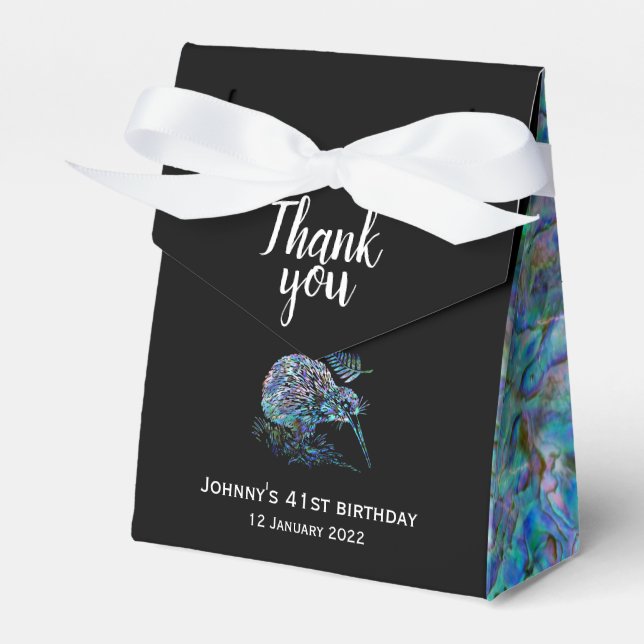 PERSONALISIERTE NEUE ZEALAND KIWI PAUA FAVOR BOX GESCHENKSCHACHTEL (Vorderseite)