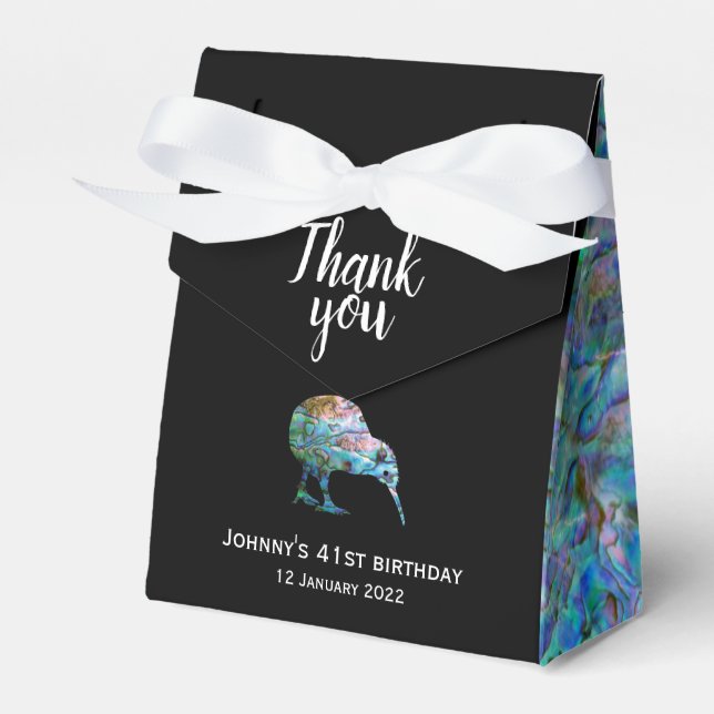 PERSONALISIERTE NEUE ZEALAND KIWI PAUA FAVOR BOX GESCHENKSCHACHTEL (Vorderseite)