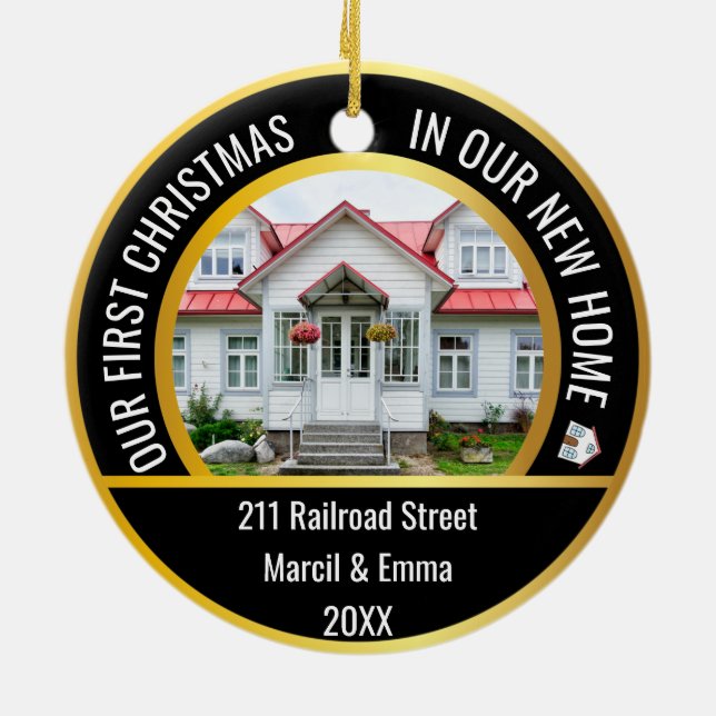personalisierte neue Zuhause Weihnachten 2022 mit  Keramik Ornament (Hinten)