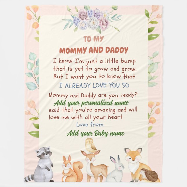 Personalisierte Neugeborene-Blanket mit Namensgesc Fleecedecke (Vorderseite)