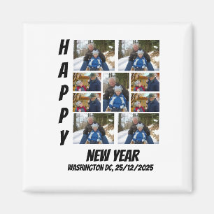 Personalisierte Neujahrs-9-Foto-Collage Magnet