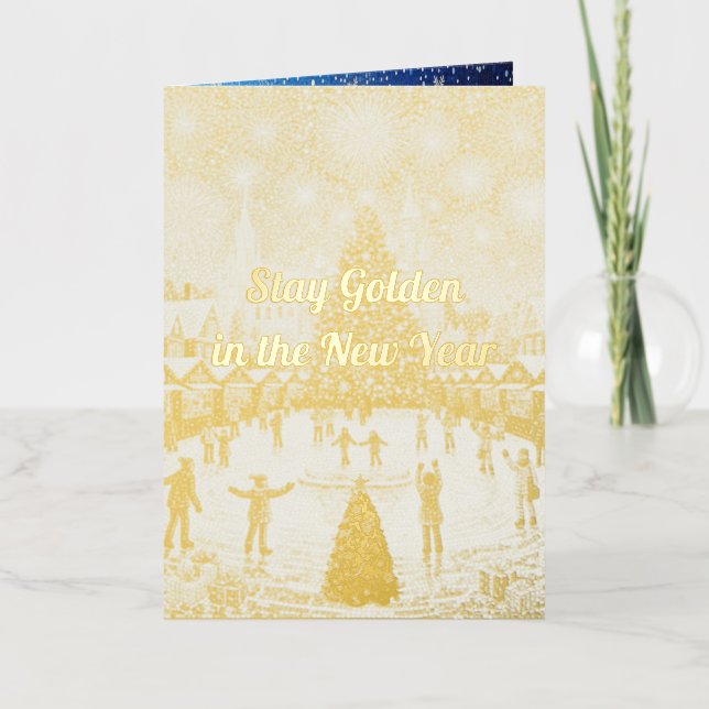 Personalisierte Neujahrsgrüße in Gold  (Vorderseite)