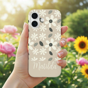 Personalisierte neutrale Farbe Gänseblümchen iPhone 16 Hülle