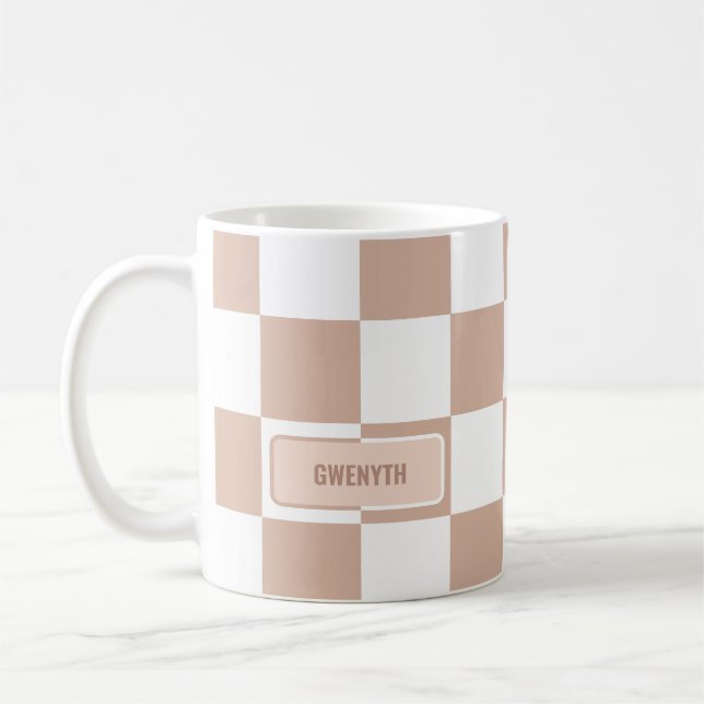 Personalisierte, neutrale Rose rosa Kaffeetasse (Links)