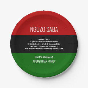 Personalisierte NGUZO SABA 7 Grundsätze Glückwunsc Pappteller