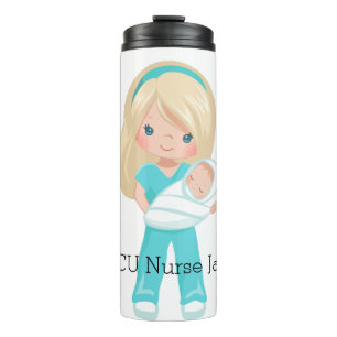 Personalisierte NICU Nurse Holding Baby Christmas Thermosbecher