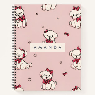 Personalisierte Niedlich Adorable Welpe mit rotem Notizbuch