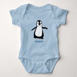 Personalisierte niedlich Baby Blue Pinguin-Abbildu Strampler