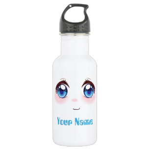 Personalisierte niedlich-blaue Anime-Augen Edelstahlflasche