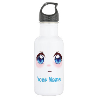 Personalisierte niedlich-blaue Anime-Augen Edelstahlflasche