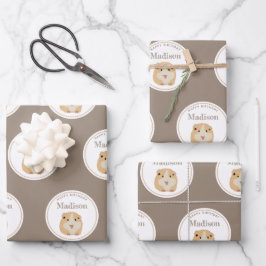 Personalisierte Niedlich Hamster-Muster Geburtstag Geschenkpapier Set
