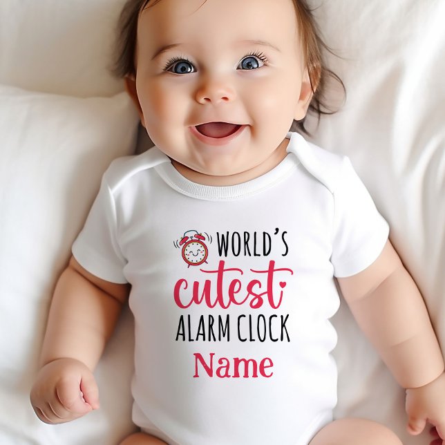 Personalisierte "Niedliche Alarmanlage der Welt" Baby Strampler (Personalized 'World's Cutest Alarm Clock' Baby Bodysuits - Adorable Custom Name Designs!)
