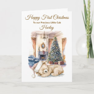 Personalisierte Niedliche Aquarellbären Weihnachte Feiertagskarte