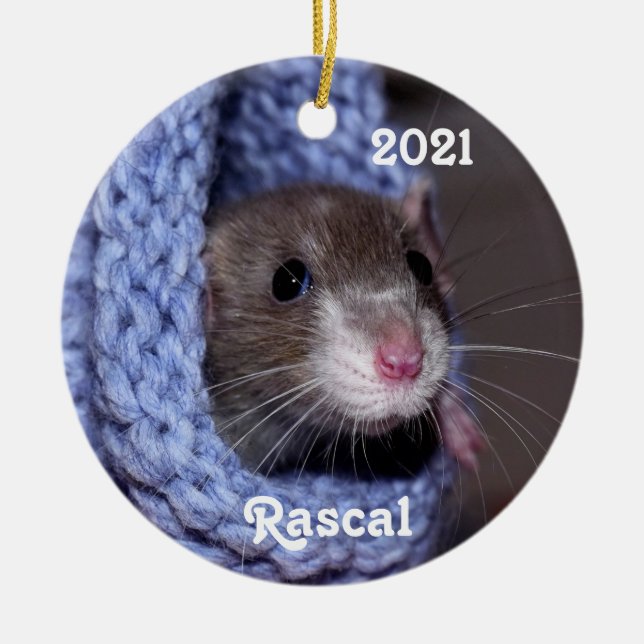 Personalisierte Niedliche Babyratte Keramik Ornament (Vorne)