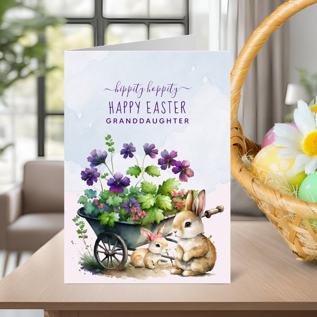 Personalisierte Niedliche Bunnies Osterfeier Feiertagskarte (Personalized Cute Bunnies Granddaughter Easter Holiday Card)