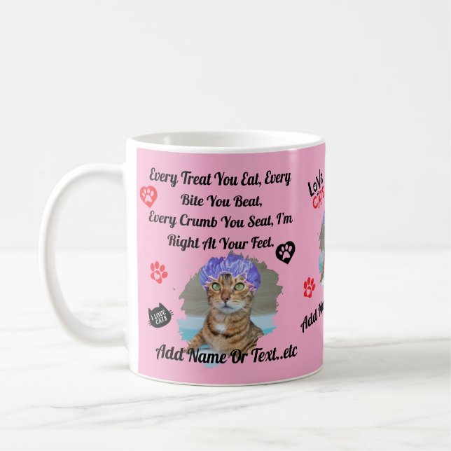 Personalisierte Niedliche Cat Tasse für Katzen Lie (Links)