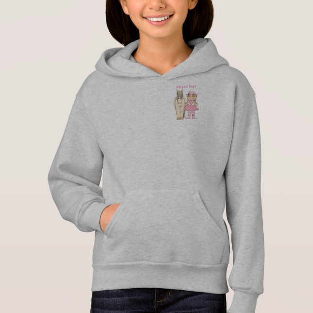 Personalisierte Niedliche Cowgirl und Horse Fleece Hoodie (Vorderseite)