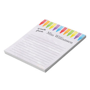 Personalisierte Niedliche Crayons Aquarelllehrer G Notizblock
