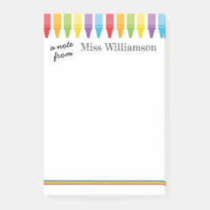 Personalisierte Niedliche Crayons Lehrerin zurück  Post-it Klebezettel