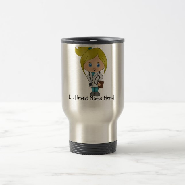 Personalisierte niedliche Dame Doktor Mug - Reisebecher (Mittel)