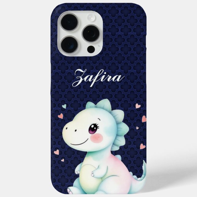 Personalisierte Niedliche Dinosaur iPhone Case 15  (Rückseite)