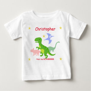 Personalisierte Niedliche Dinosaurier Baby T-shirt