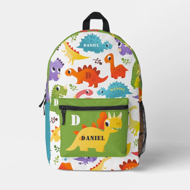 Personalisierte Niedliche Dinosaurier Bedruckter Rucksack (Vorderseite)