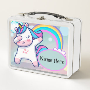 Personalisierte Niedliche Einhorn-Metal-Lunch Box Metall Brotdose