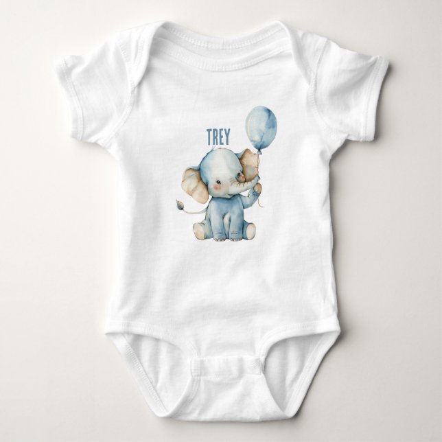 Personalisierte Niedliche Elephant Balloon Baby Baby Strampler (Vorderseite)