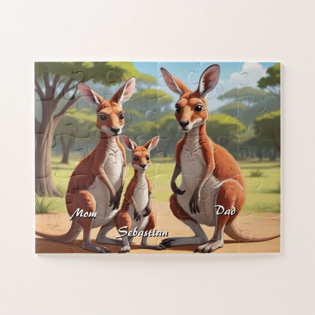 Personalisierte Niedliche Familie Kangaroo Puzzle (Horizontal)