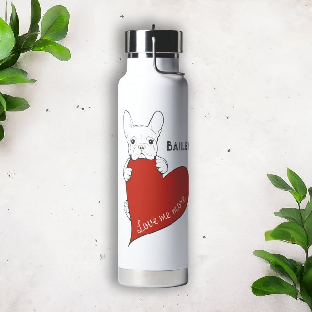 Personalisierte Niedliche Frenchie Hund Rotes Herz Trinkflasche (Von Creator hochgeladen)