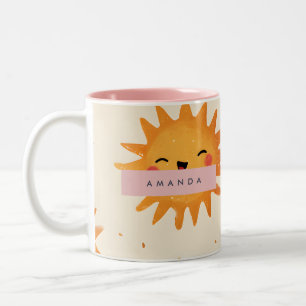 Personalisierte Niedliche fröhliche Lächelsonne Zweifarbige Tasse