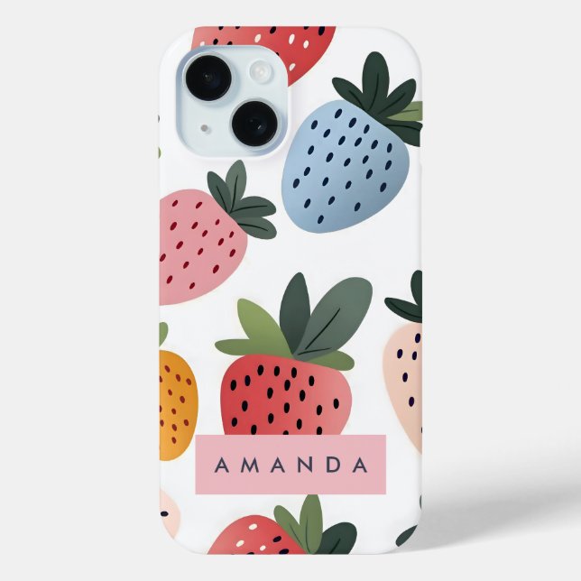 Personalisierte Niedliche Frucht Erdbeermuster Case-Mate iPhone Hülle (Rückseite)
