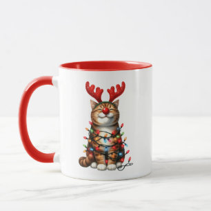 Personalisierte Niedliche Funny Cat Weihnachten Ta Tasse