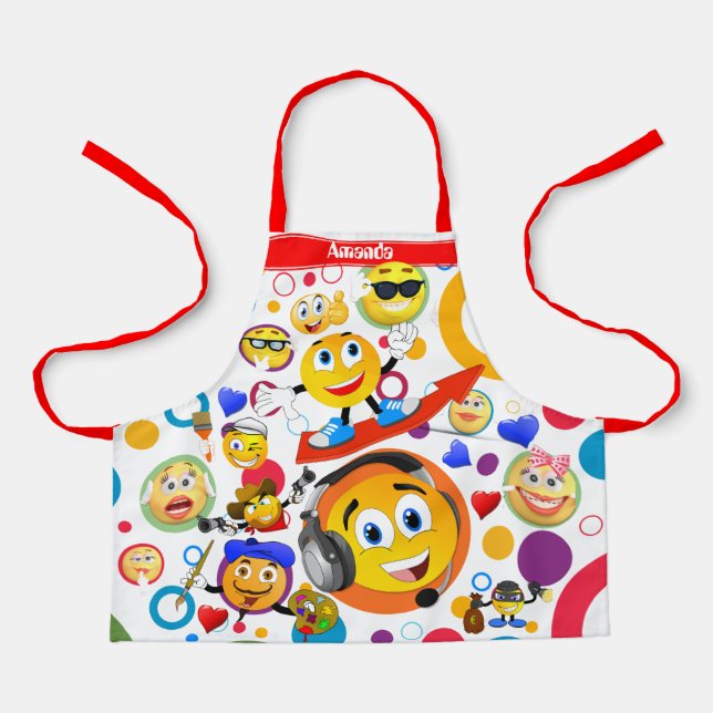 Personalisierte Niedliche Funny Emojis Kids' Schürze (Vorderseite)