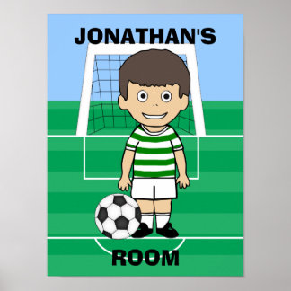 Personalisierte Niedliche Fußball-Spieler Grüne we Poster