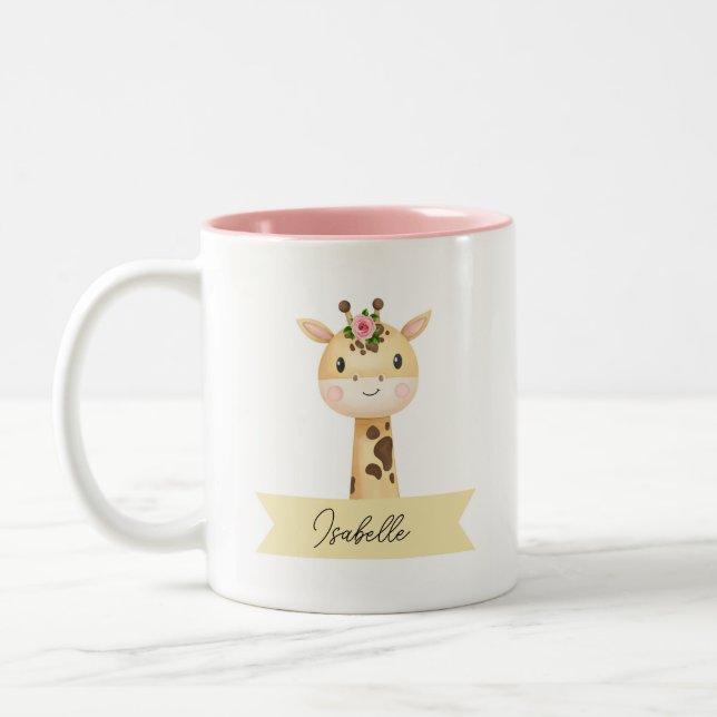 Personalisierte niedliche Giraffe Zweifarbige Tasse (Links)
