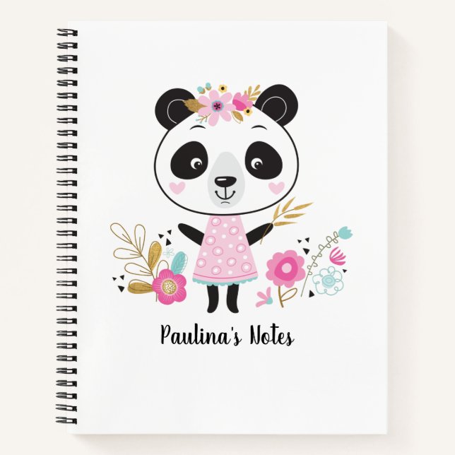 Personalisierte Niedliche Girl Panda Notizbuch (Vorderseite)