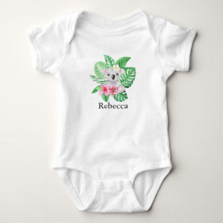 Personalisierte Niedliche Girls KoalaTropical Blum Baby Strampler