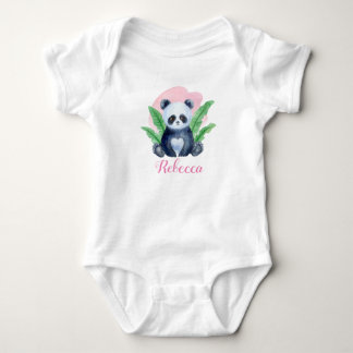 Personalisierte Niedliche Girls Panda BearTropical Baby Strampler